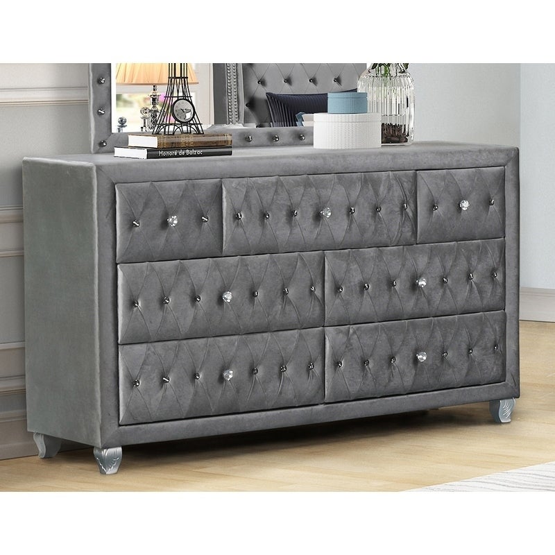 Best Master Furniture 7 Drawer Velvet Crushed Dresser - - 30811983 - Mycitystee