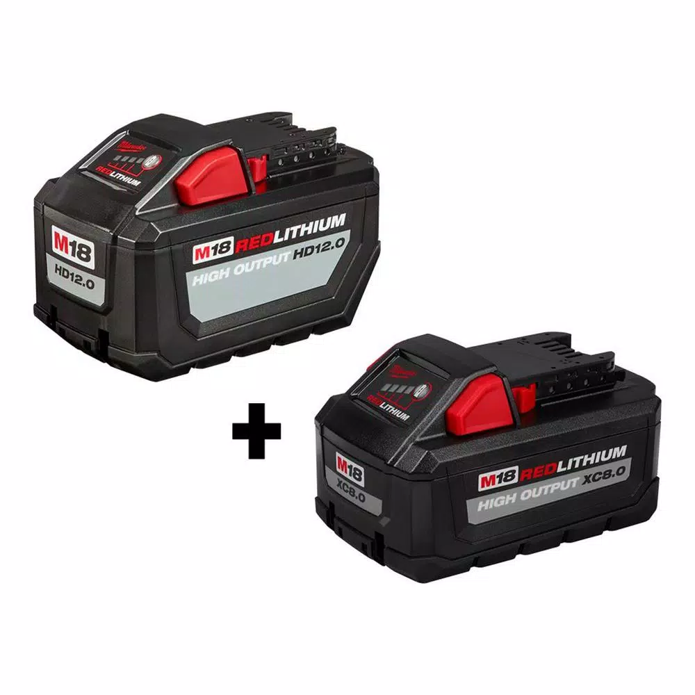 Milwaukee M18 18-Volt Lithium-Ion High Output Battery Pack 12.0Ah W/ HIGH OUTPUT XC 8.0Ah Battery and#8211; XDC Depot - Mycitystee