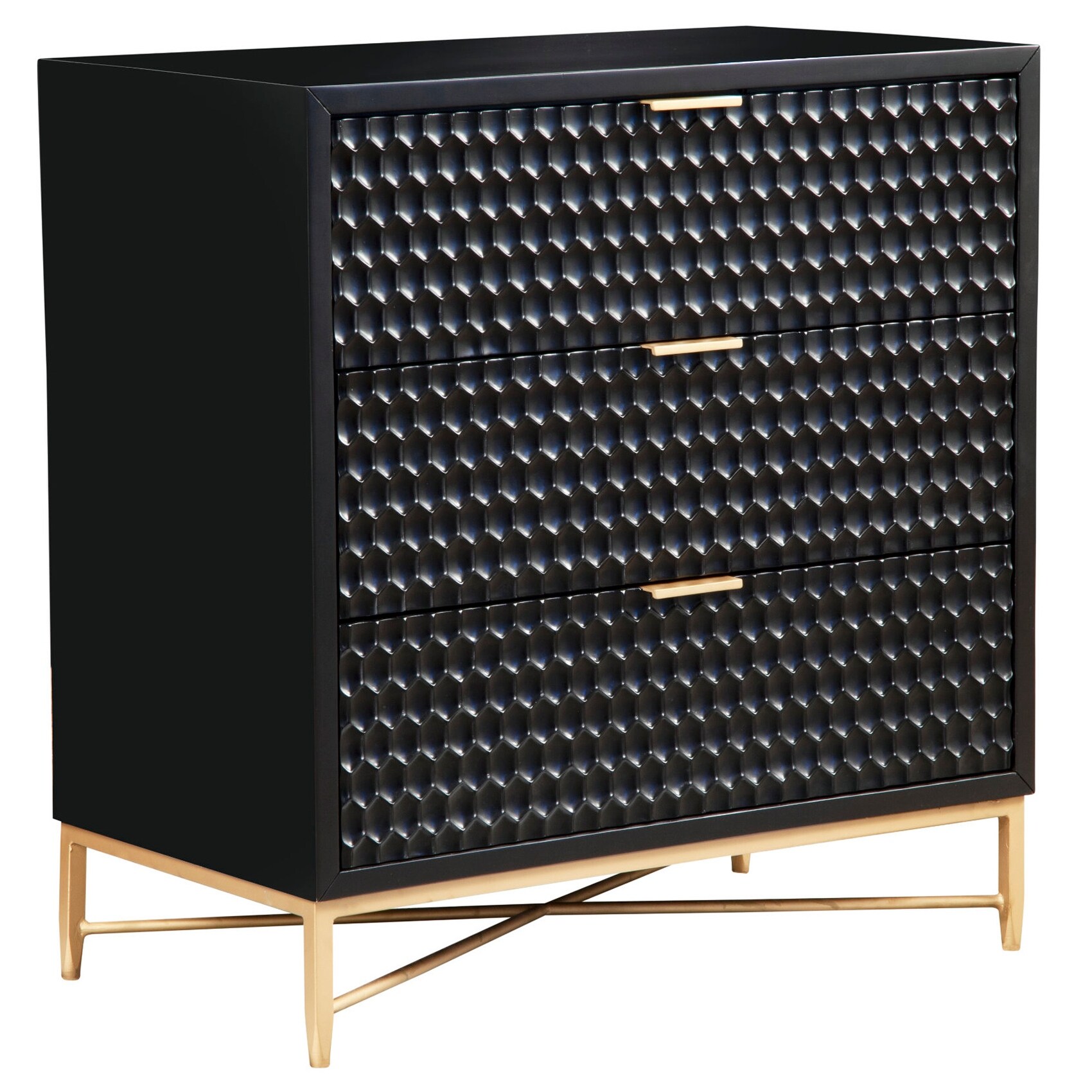 Origins by Alpine Black Pearl Three Drawer Small Wood Chest in Black - - 32256274 - Mycitystee