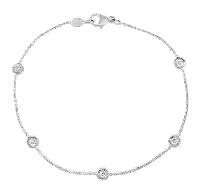 Roberto Coin 18kt White Gold 5 Station Diamond Bracelet - Mycitystee