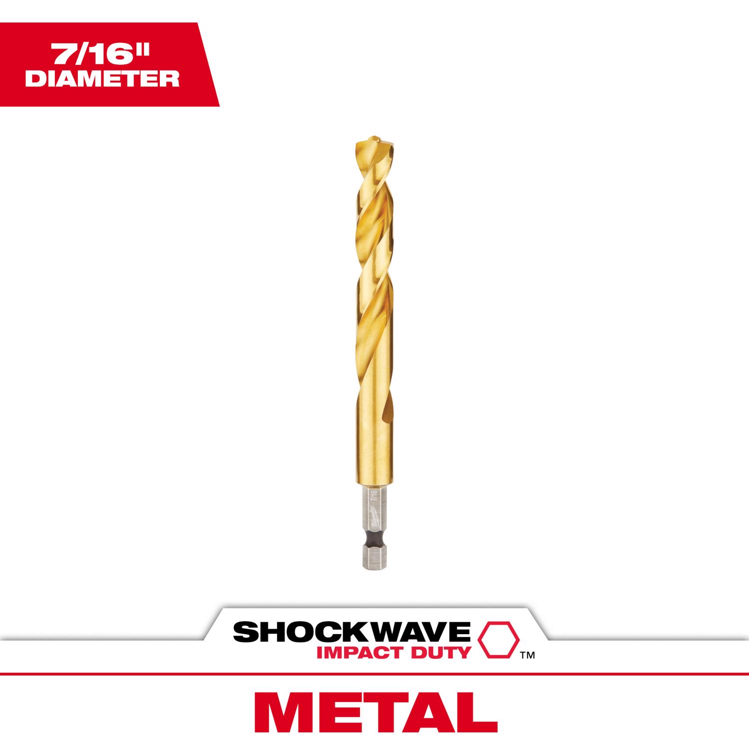 Milwaukee Shockwave 7/16 in. X 4.92 in. L Titanium Red Helix Drill Bit 1 pc - Mycitystee
