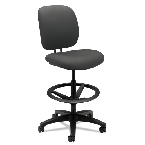 HON ComforTask Task Stool， Adjustable Footring， Supports Up to 300 lb， 22