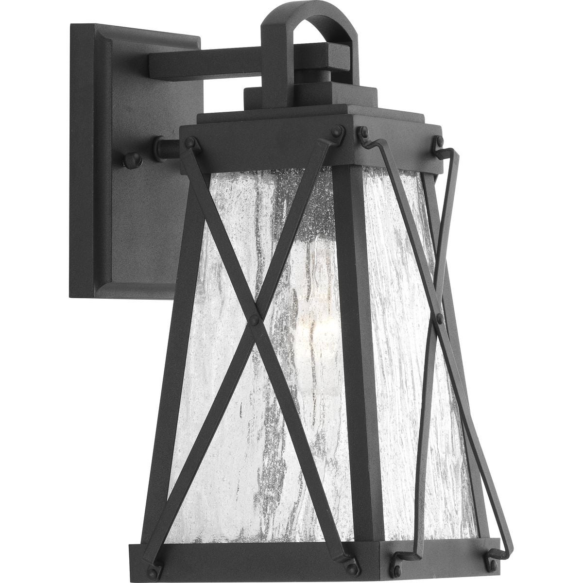 Creighton 1-Light Black Farmhouse Outdoor Wall Lantern Light - 15.120