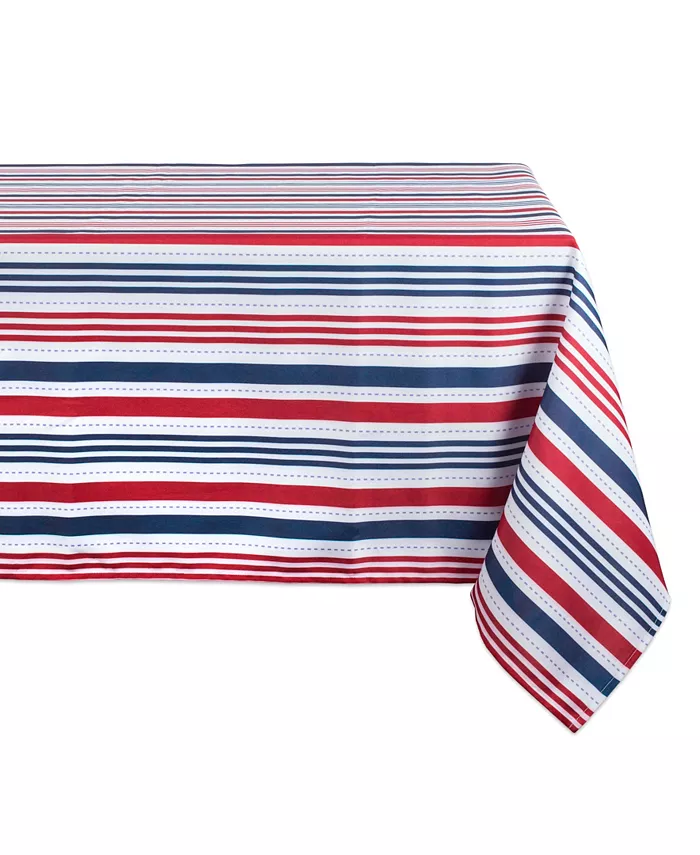 Design Imports Patriotic Stripe Outdoor Tablecloth with Zipper 60