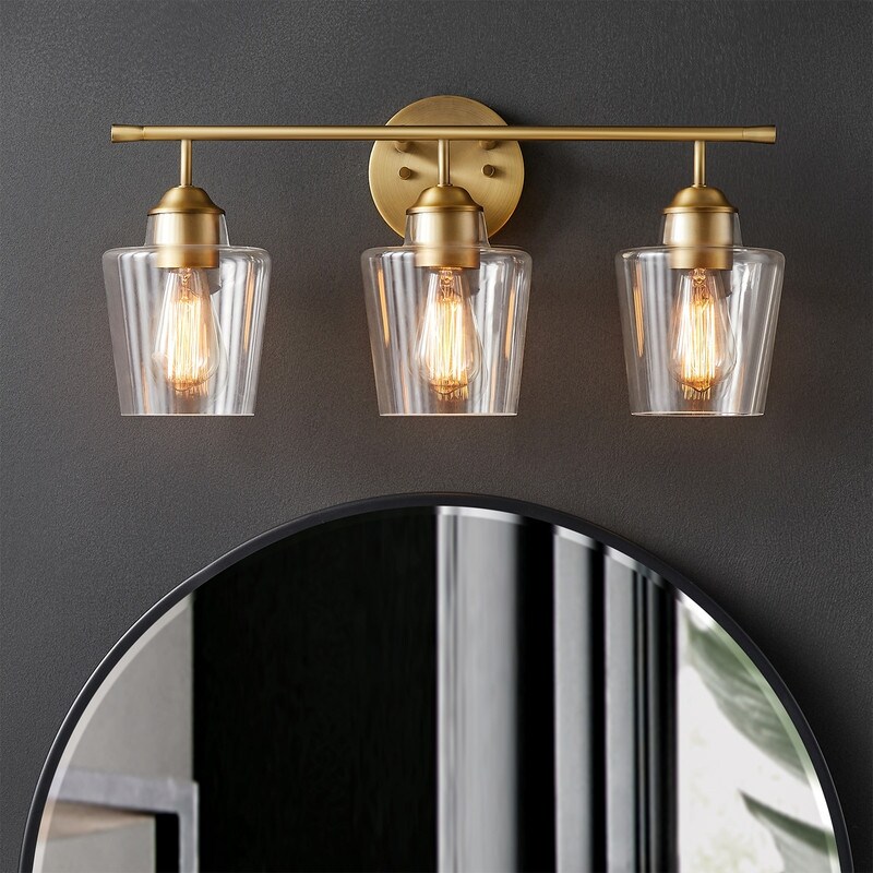 KAWOTI 3-Light Dimmable Bathroom Vanity Light with Glass Shade - Mycitystee