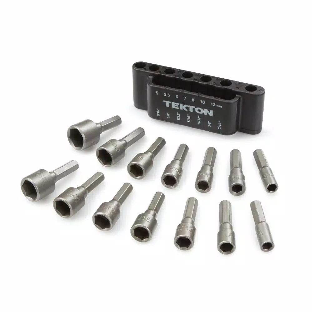 TEKTON 3/16 in. to 7/16 in. 5 mm to 12 mm Steel Power Nut Driver Bit Set (14-Piece) and#8211; XDC Depot - Mycitystee