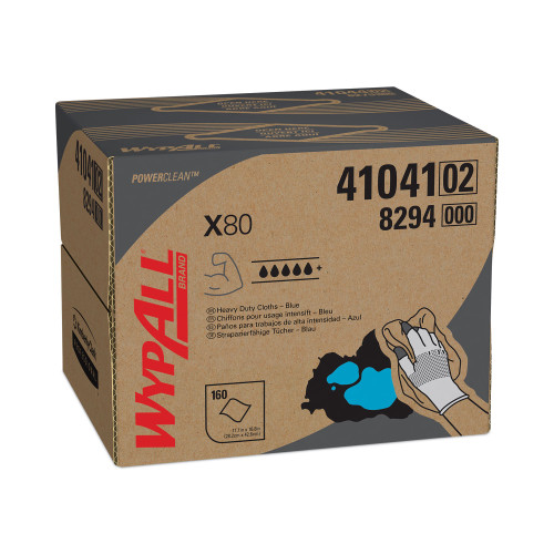 WypAll Power Clean X80 Heavy Duty Cloths， 11.1 x 16.8， Blue， 160 Wipers/Carton (41041) - Mycitystee