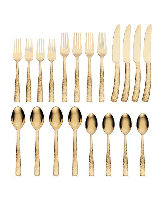 Hampton Forge Argent Orfandegravevres Paris Hammered Gold 20-Pc. Flatware Set， Service for 4 - Mycitystee