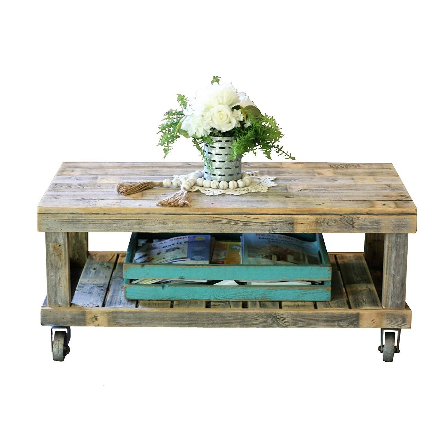 The Gray Barn Homer Natural Vintage Wheel Coffee Table - Mycitystee