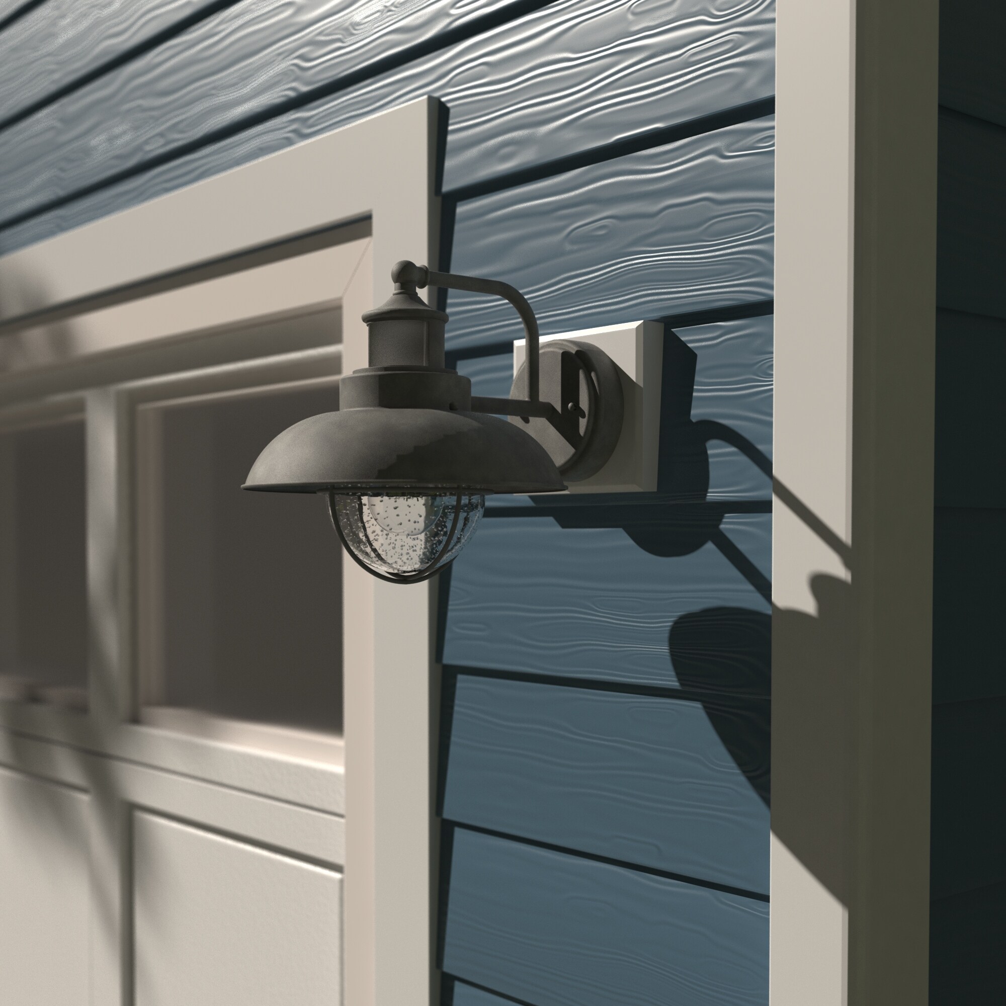 Harwich Motion Sensor Coastal Grey Farmhouse Barn Wall Light Dusk to Dawn - 10-in W x 10-in H x 12-in D Shopping - The Best Deals on Outdoor Wall Lant - Mycitystee