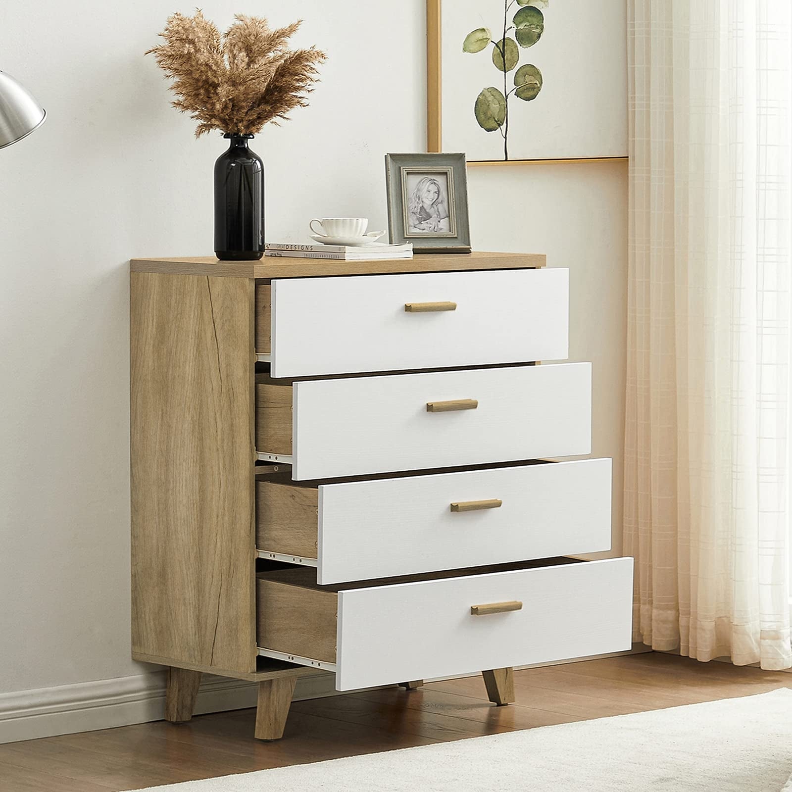 4 Drawer Dresser for Bedroom Large Capacity Chest of Drawers for Closet Wood Storage Clothes Organizer - as picture - - 37669000 - Mycitystee