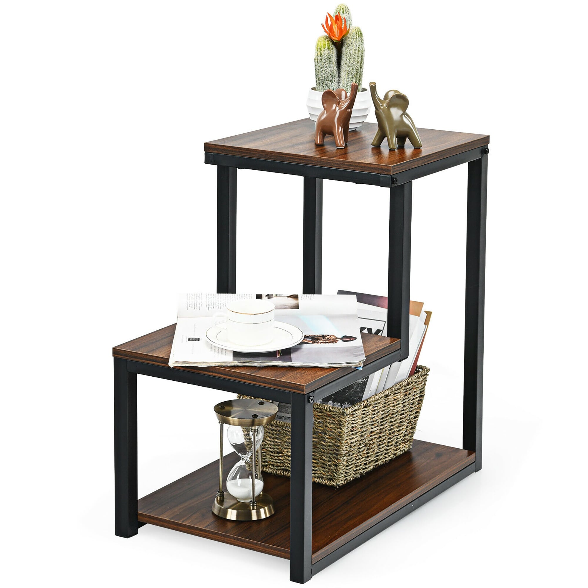 Costway 3-Tier End Table Side Table Night Stand W/ Storage Shelf for - Mycitystee