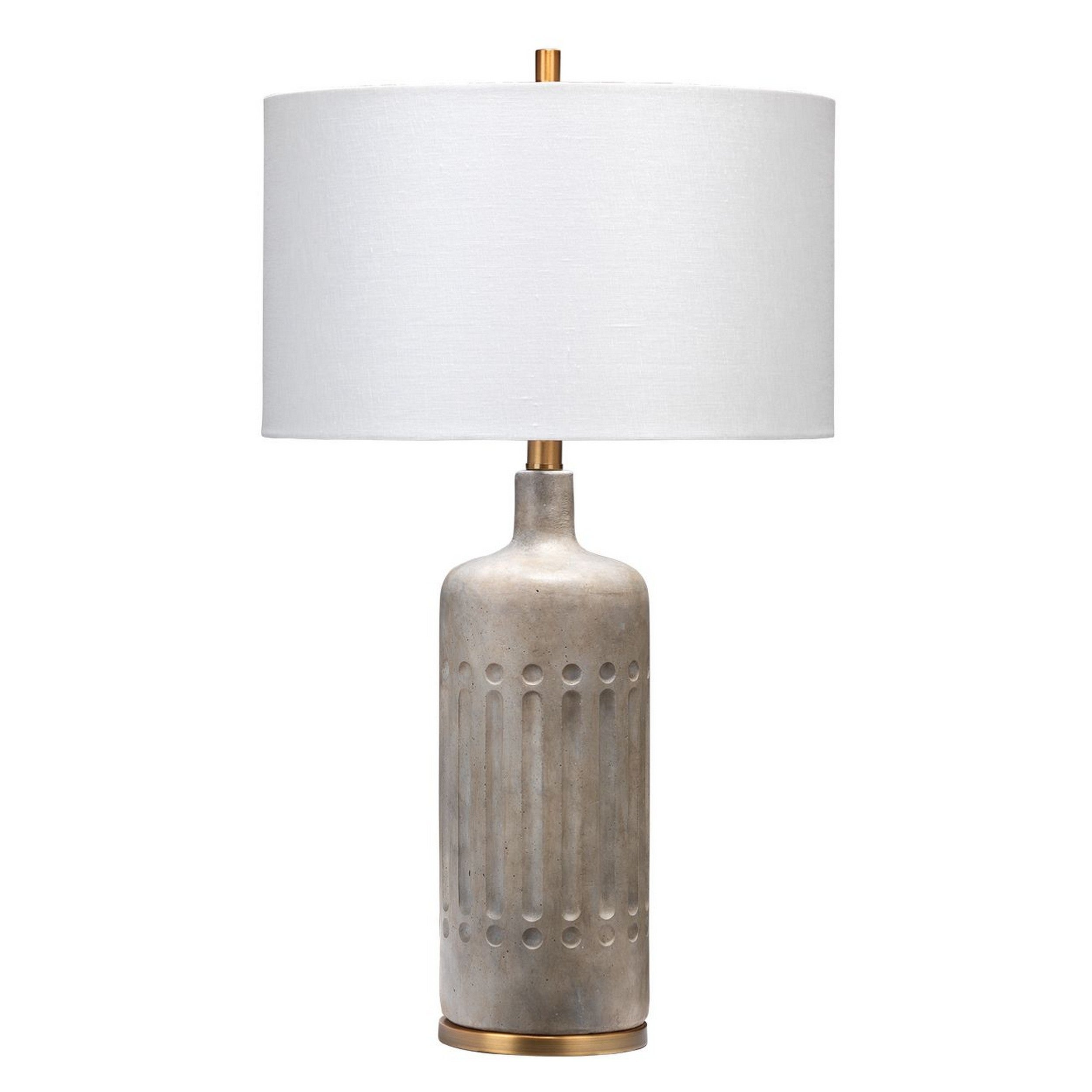 27 Inch Handmade Modern Table Lamp， Ceramic Base， Linen Shade， Smooth Gray - Mycitystee