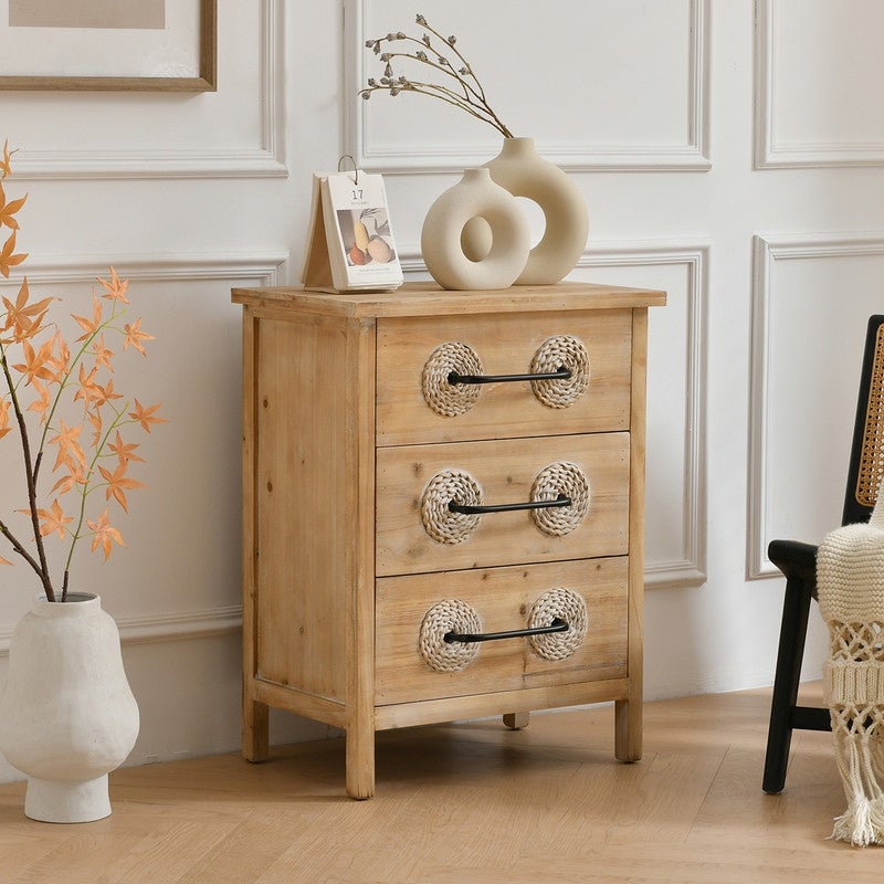 Retro Wooden 3 Drawers Accent Storage Cabinet Chest - - 37263466 - Mycitystee