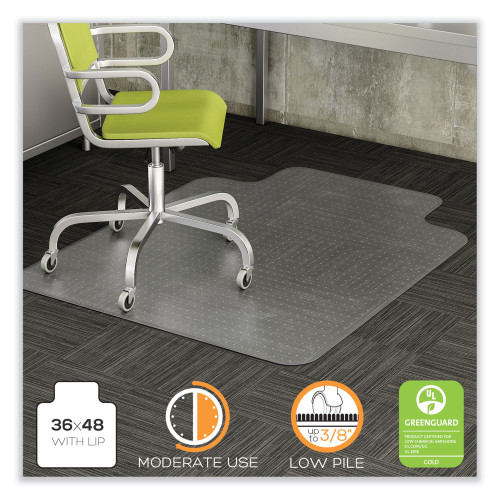 Deflecto DuraMat Moderate Use Chair Mat， Low Pile Carpet， Roll， 36 x 48， Lipped， Clear (CM13113COM) - Mycitystee