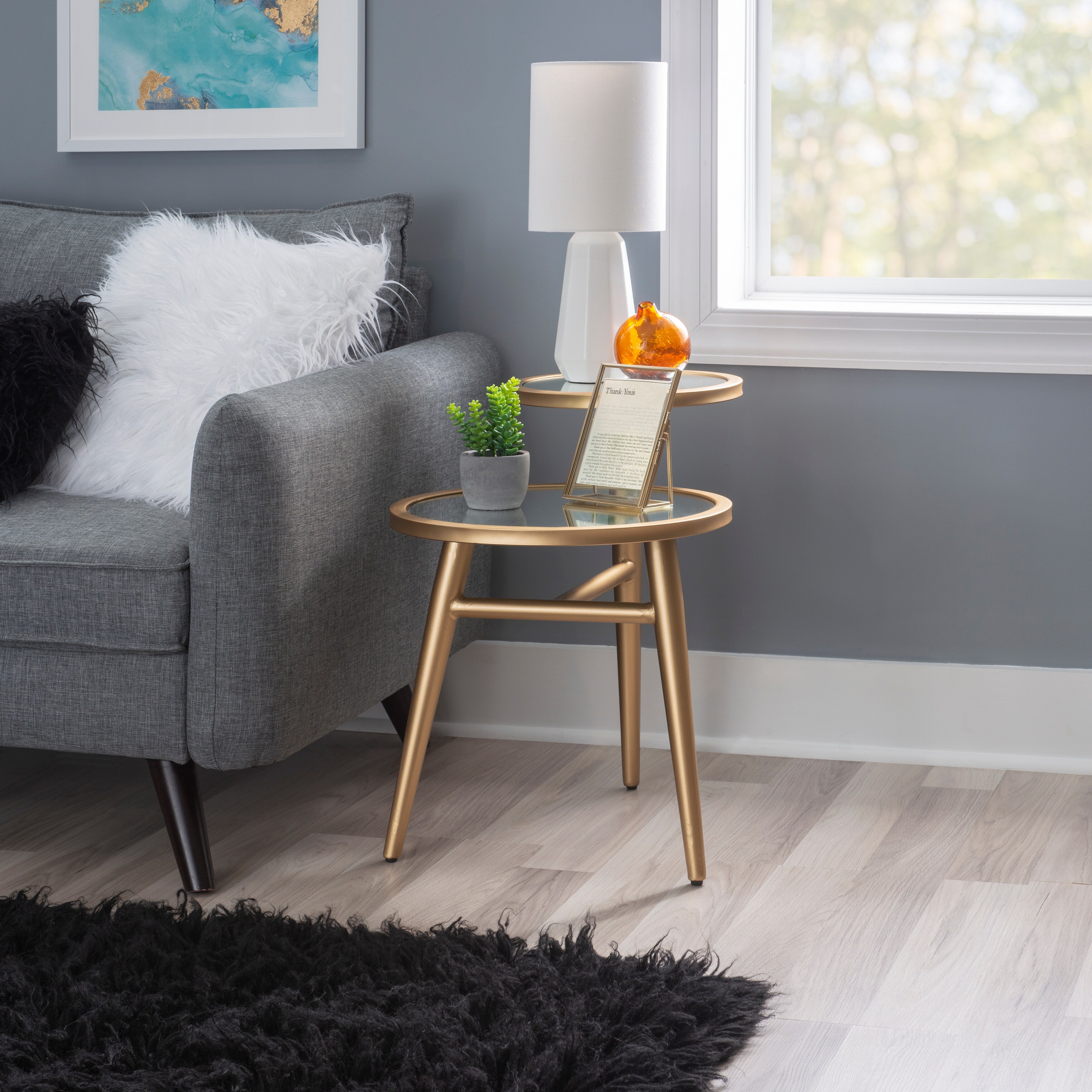 Channing 2-Tier Gold Mirrored Side Table - Mycitystee