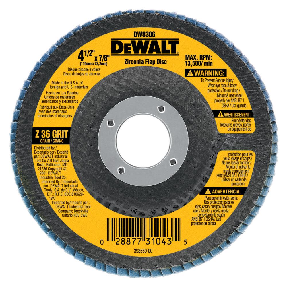 DEWALT 7 x 5/8 In. to 11 In. 80 g Zirconia Flap Disc DW8330 from DEWALT - Mycitystee