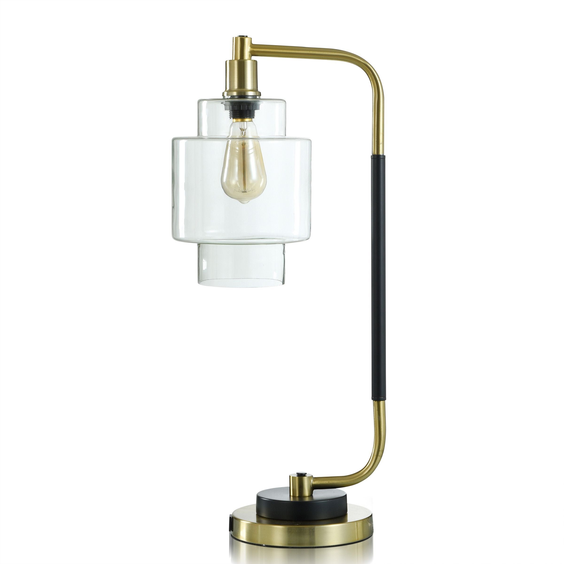 Black Steel Desk Lamp with Clear Glass Shade - Nevada Gold - 7