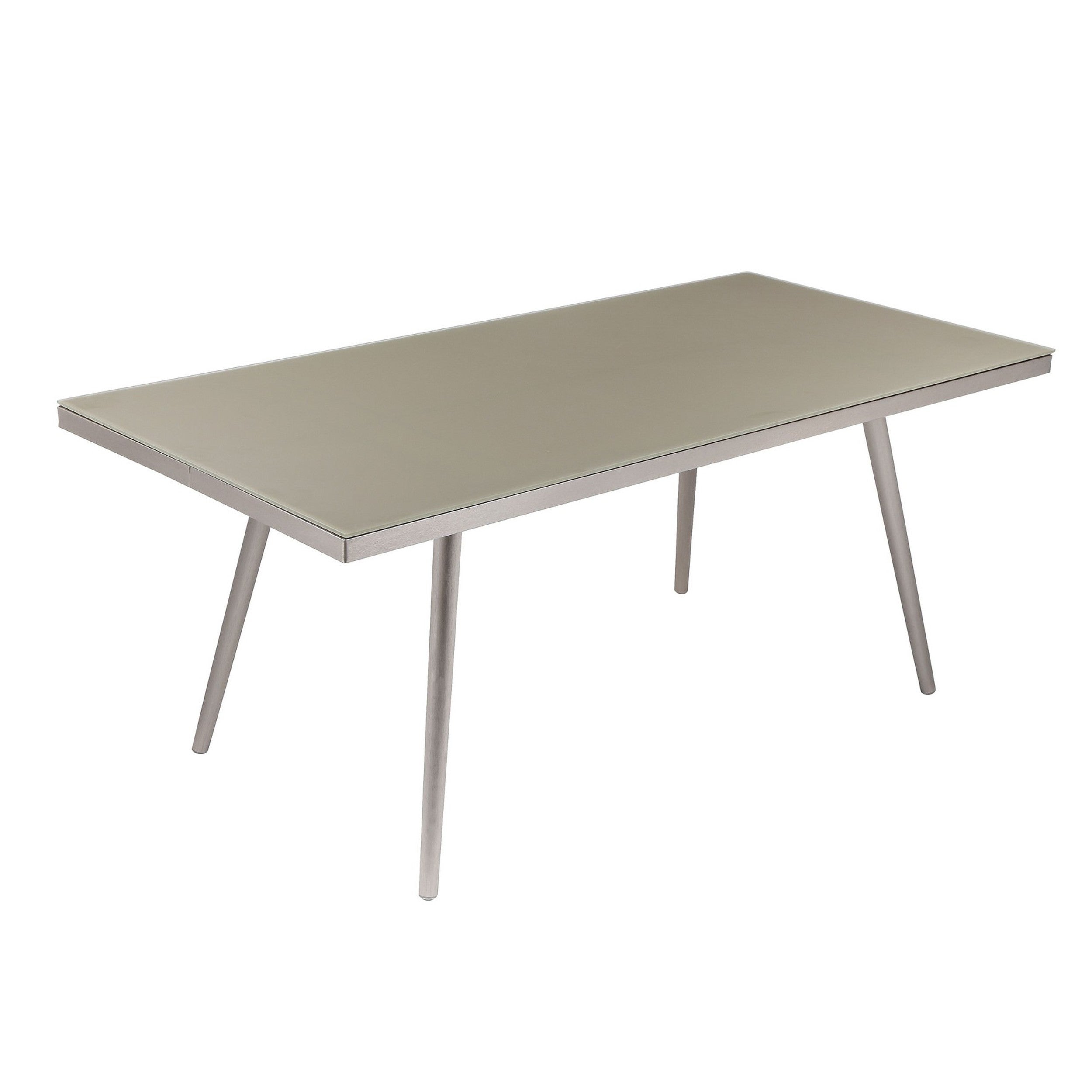Phil 73 Inch Coffee Table， Tempered Glass Top， Smooth Gray Aluminum Frame - Mycitystee