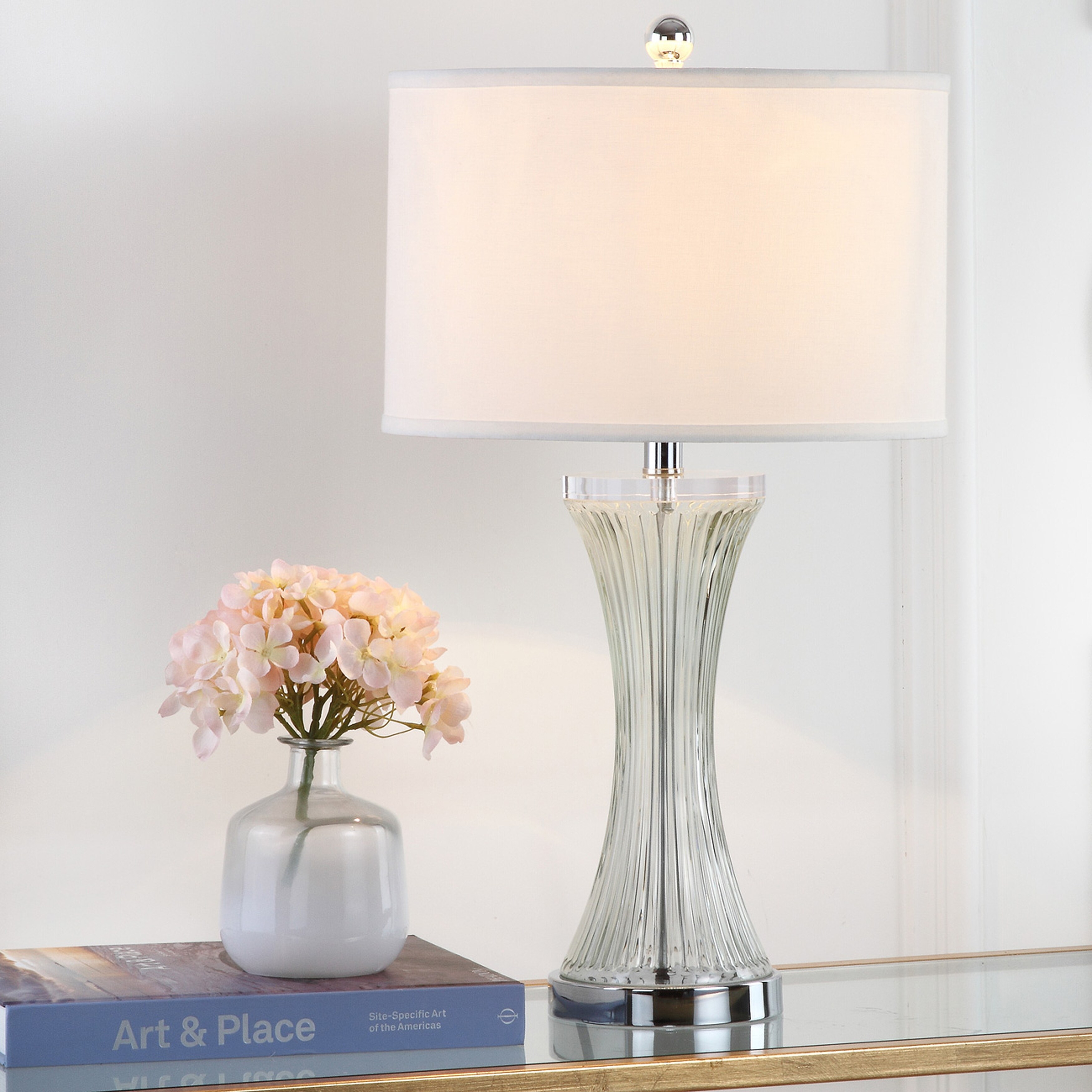 SAFAVIEH Lighting 25-inch Curved Glass Table Lamp (Set of 2) - 15