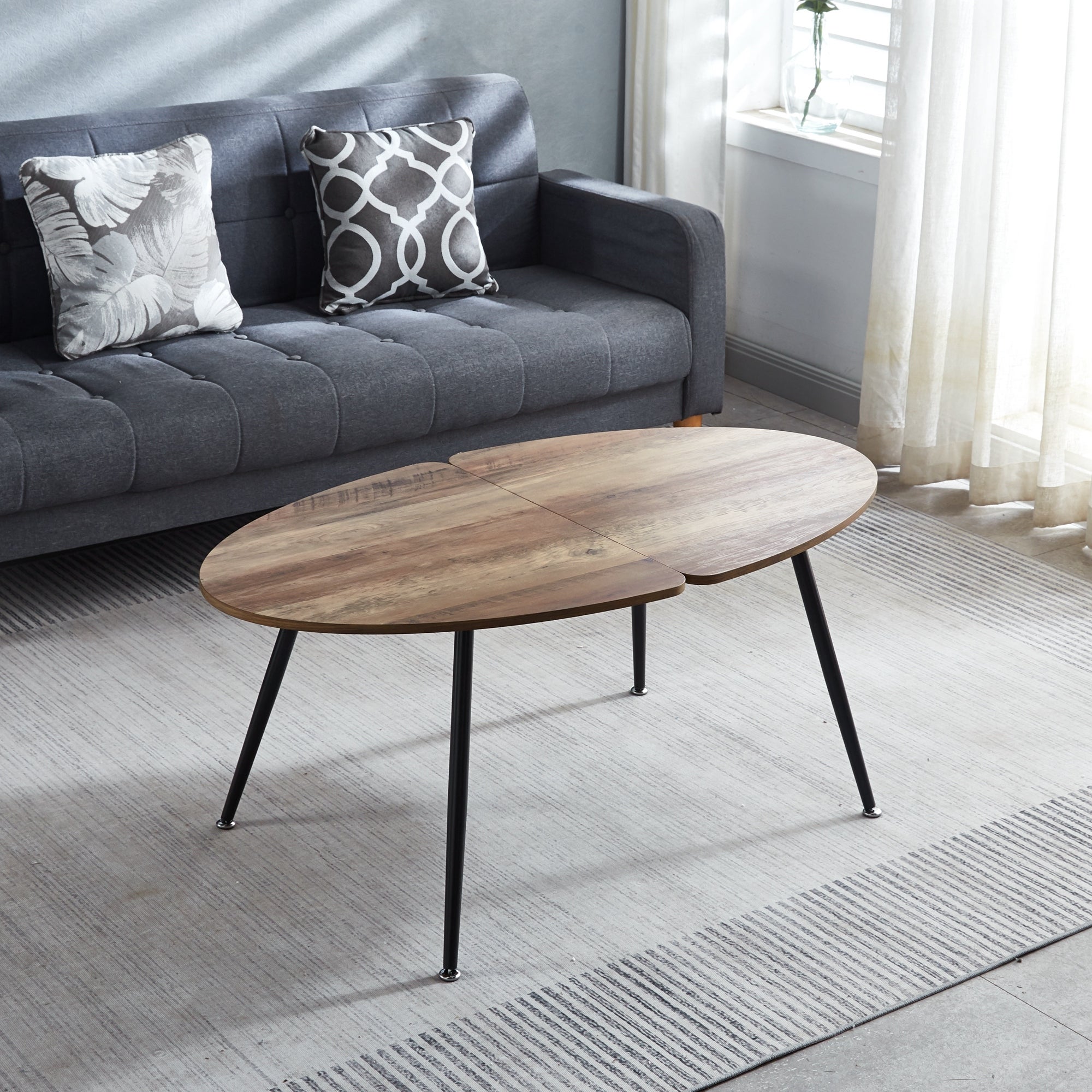 Brown Wood Oval Coffee Table - Mycitystee