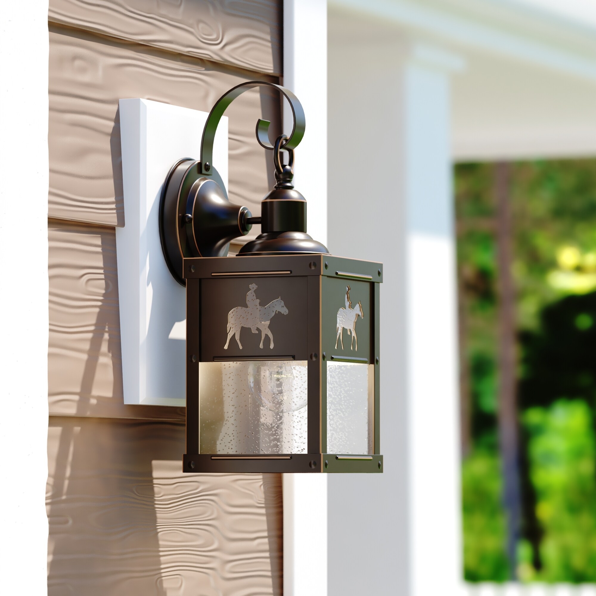 Trail 1 Light Bronze Rustic Horse Cowboy Outdoor Wall Lantern Clear Glass - 5-in W x 13-in H x 6-in D Shopping - The Best Deals on Outdoor Wall Lanter - Mycitystee