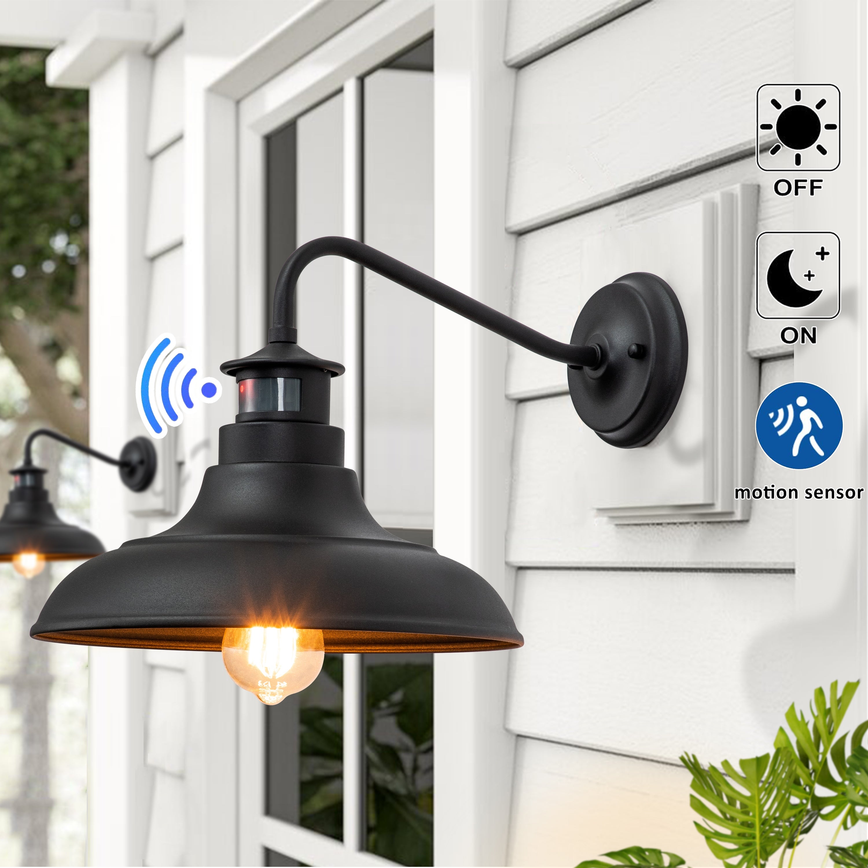 1-Light 2-Pack Matte Black Motion Sensor Dusk to Dawn Outdoor Barn Light Shopping - The Best Deals on Outdoor Barn Lights | 39217533 - Mycitystee