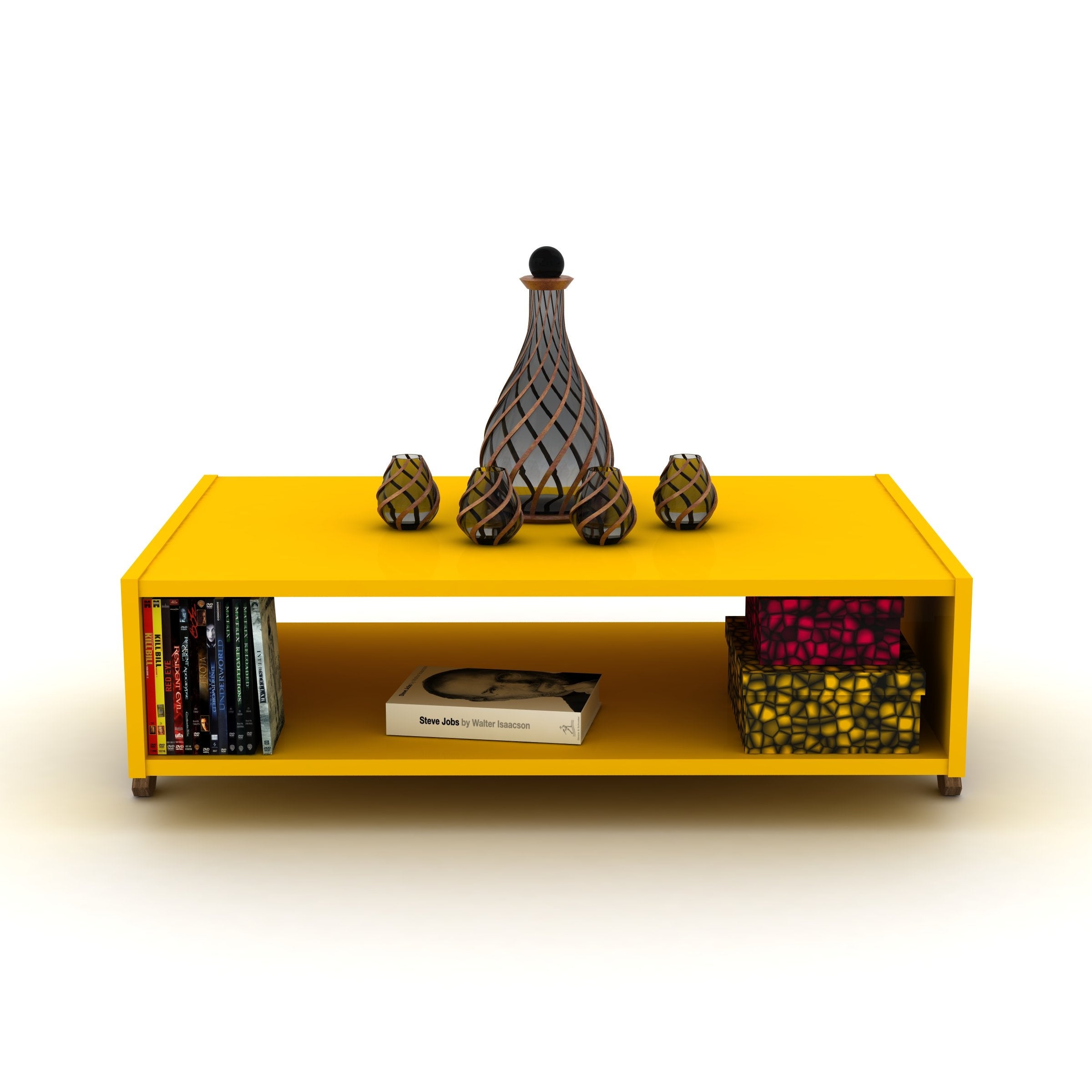 Cross Legs Wooden Frame Coffee Table with Interior Shelving - Mycitystee