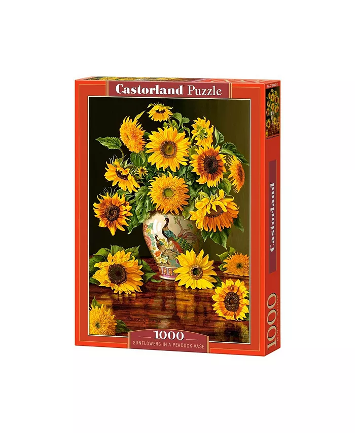 Castorland Sunflowers in a Peacock Vase Jigsaw Puzzle Set， 1000 Piece - Mycitystee