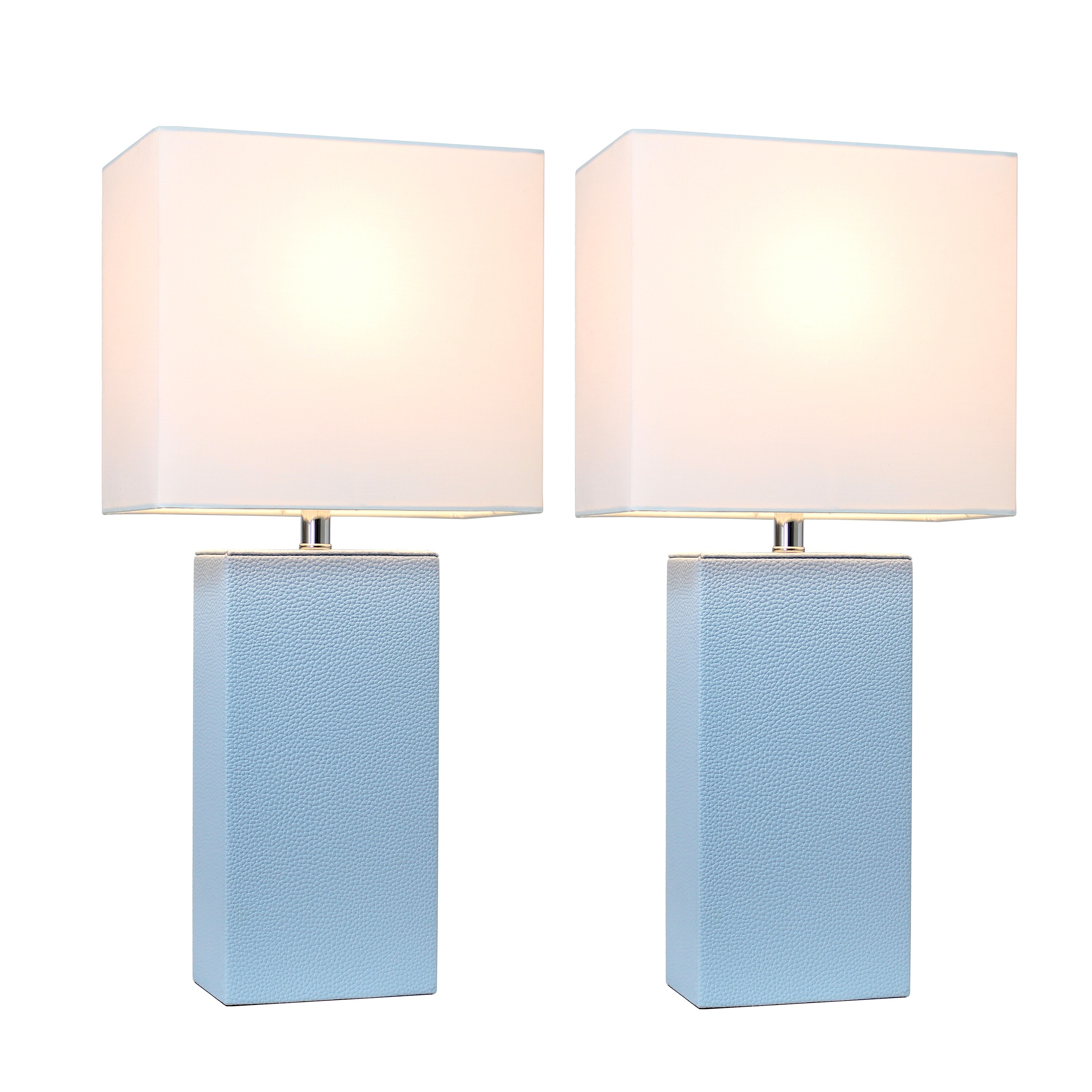 Fairway Periwinkle Leather Table Lamps (Set of 2) - Mycitystee