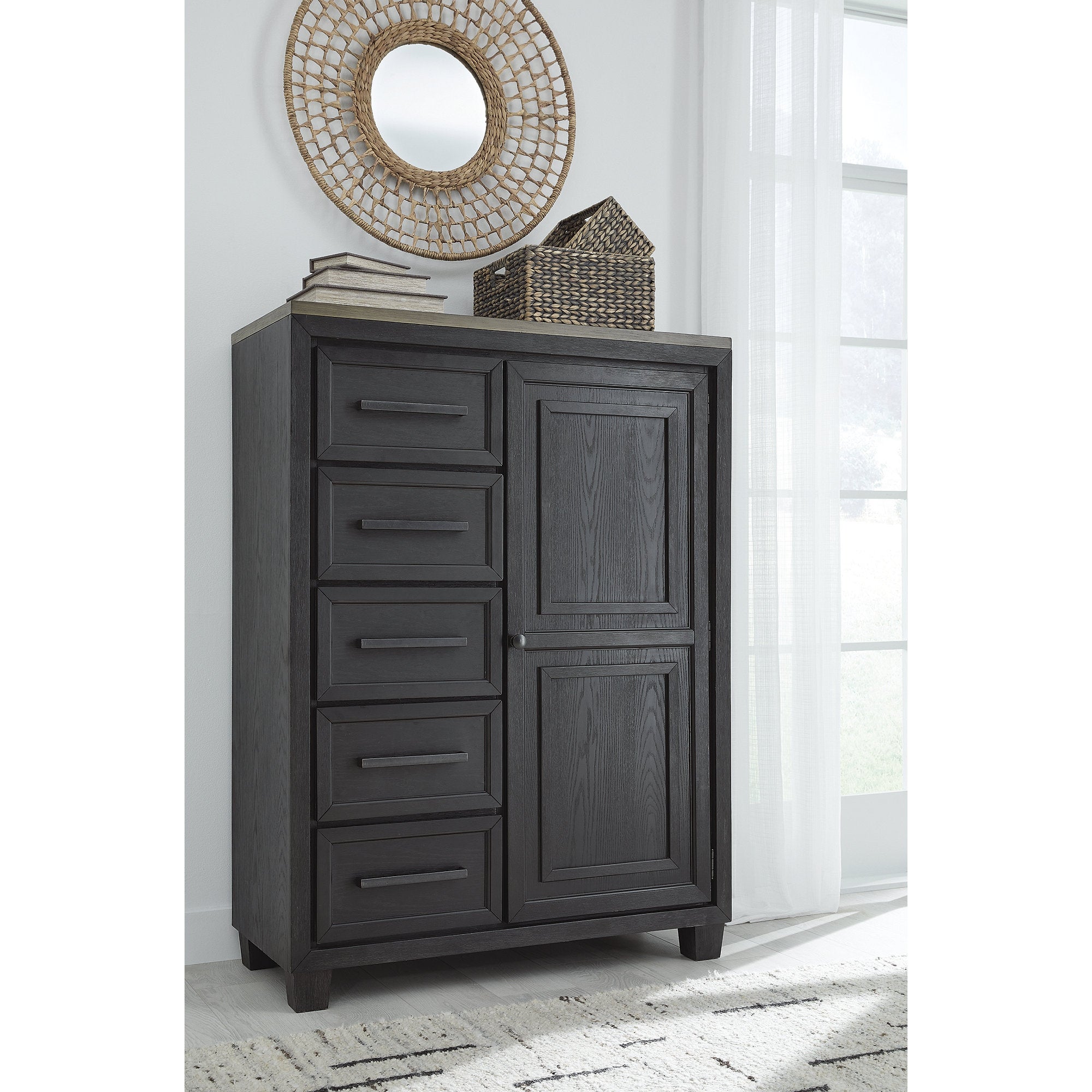 Signature Design by Ashley Foyland Black/Brown Door Chest - - 37451026 - Mycitystee