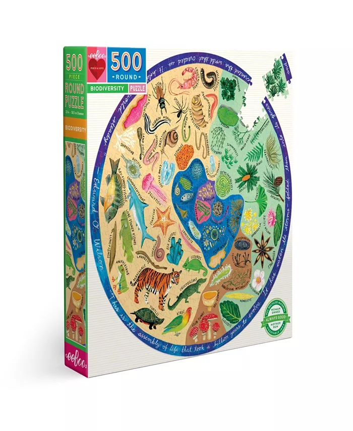 Eeboo Piece and Love Biodiversity 500 Piece Adult Round Jigsaw Puzzle Set - Mycitystee