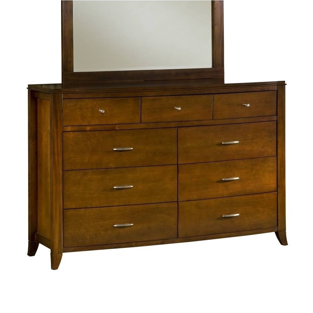 Wooden Nine Drawer Dresser with Tapered Feet， Cinnamon Brown - - 30636543 - Mycitystee