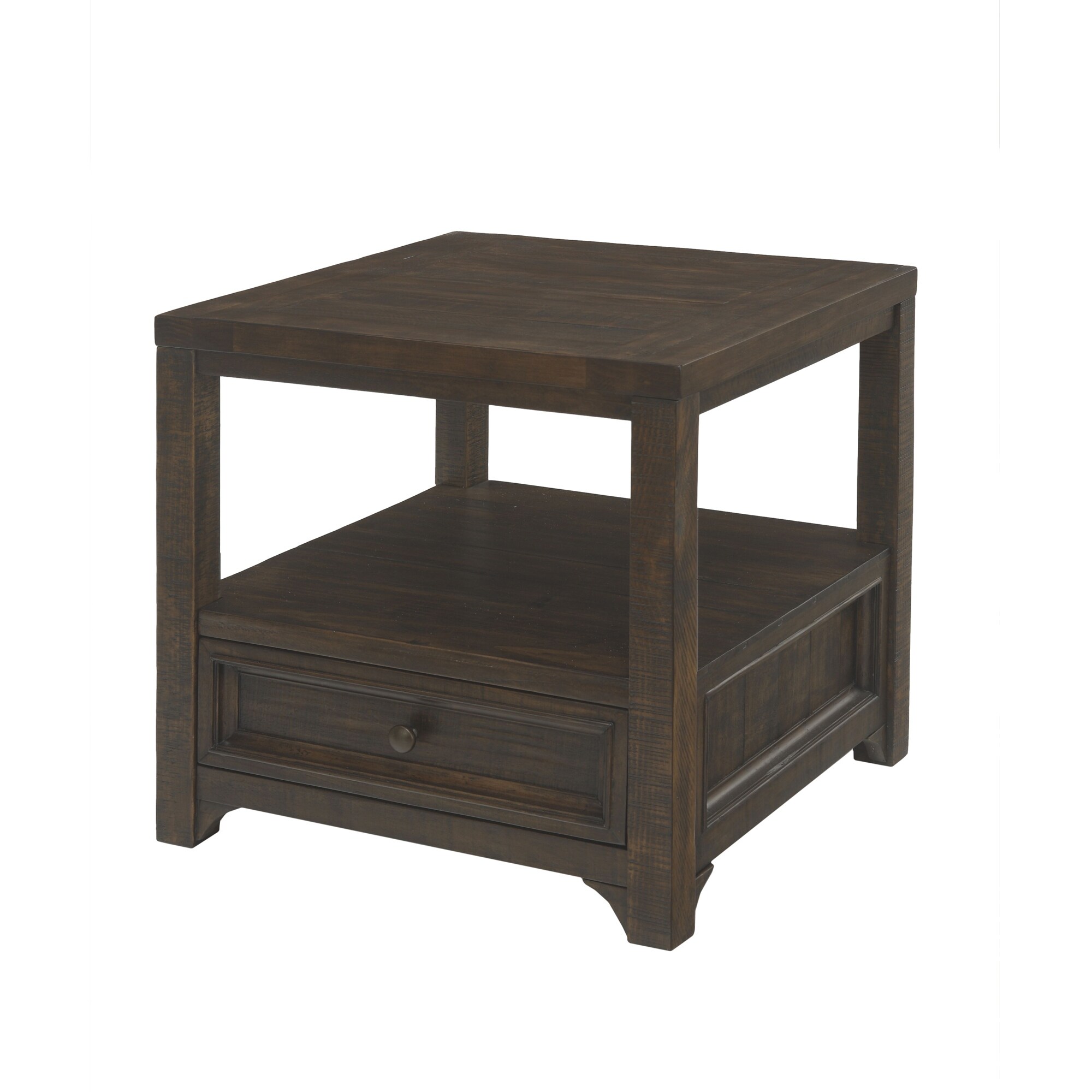 Rectangular Wooden End Table with 1 Drawer and 1 Open Shelf， Brown - 24 H x 24 W x 24 L Inches - Mycitystee