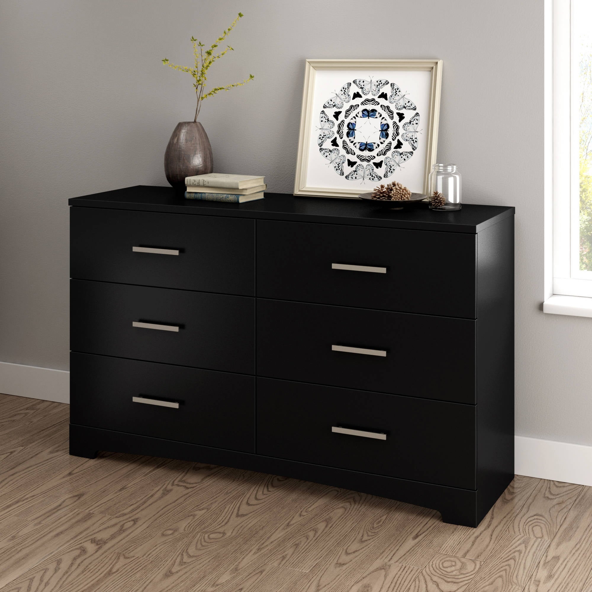 Gramercy 6-Drawer Double Dresser， Pure Black - - 36293843 - Mycitystee