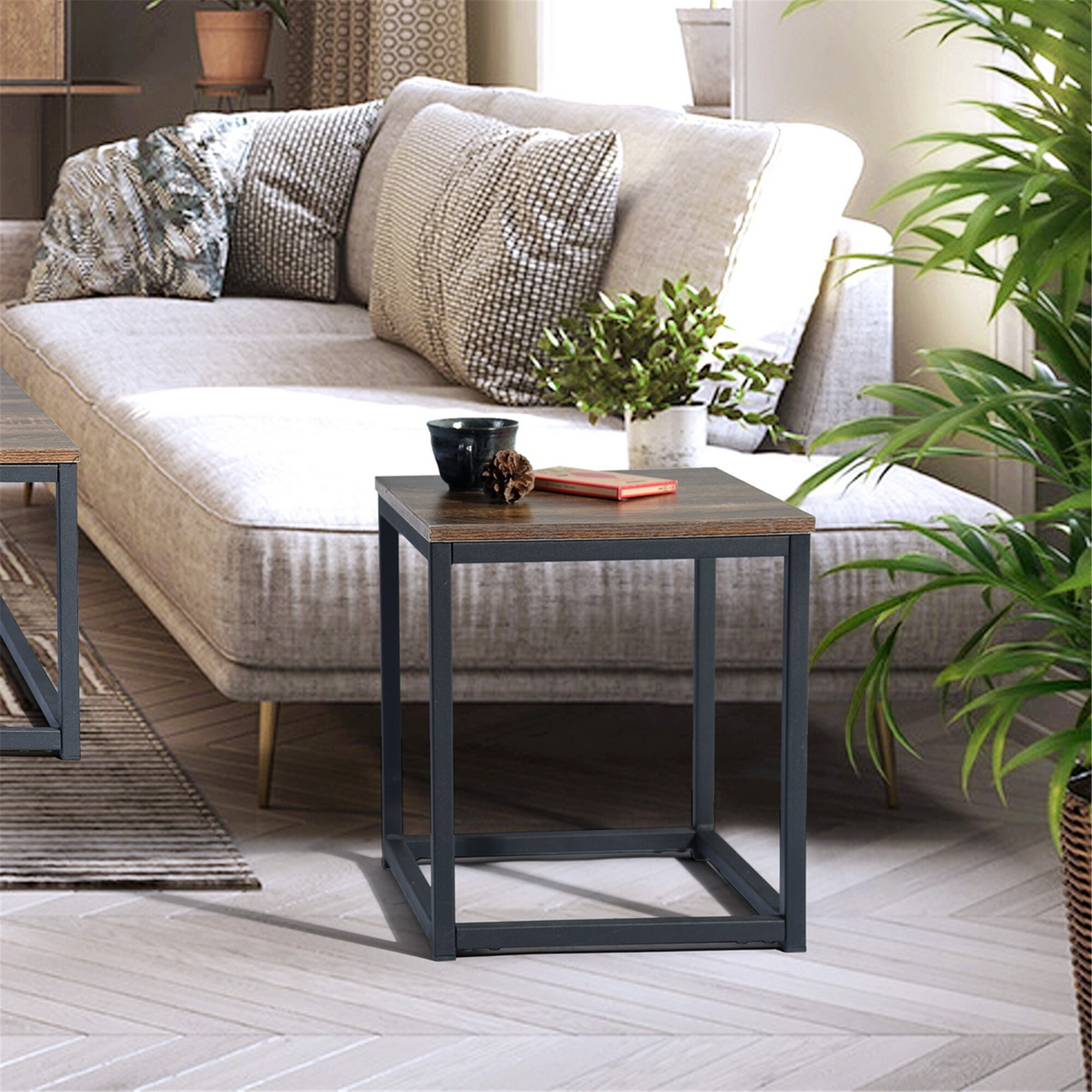 Homylin Facto Composite Square End Table - Dark Brown - Mycitystee