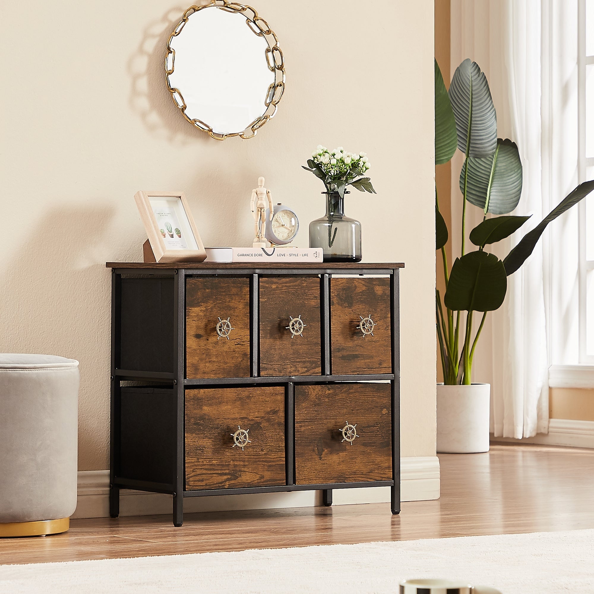 Dresser with 5 Drawers Bedroom Furniture Storage Tower Unit for Home Living room - - 37211352 - Mycitystee