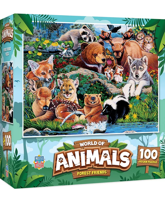 MasterPieces Puzzles World of Animals - Forest Friends 100 Piece Kids Puzzle - Mycitystee