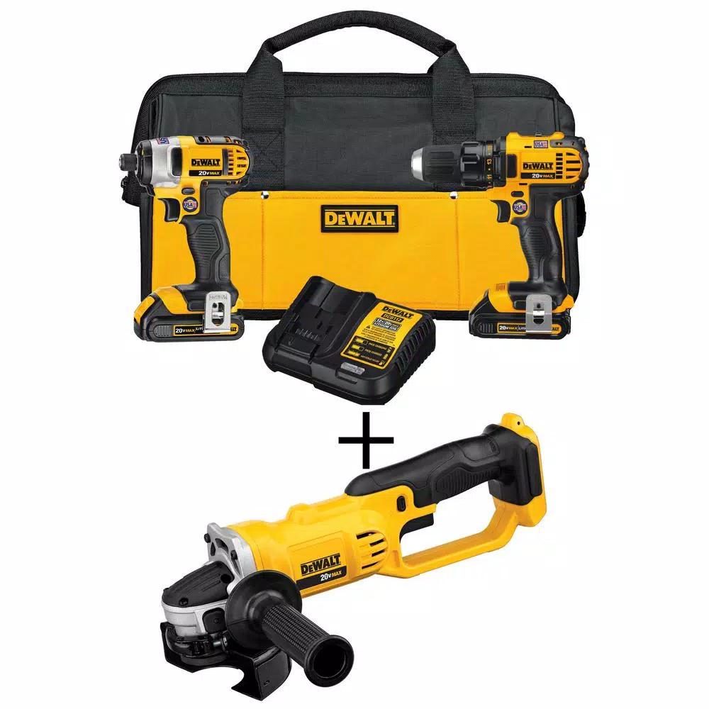 DEWALT 20-Volt MAX Cordless Drill/Impact Combo Kit (2-Tool) with (2) 20-Volt 1.5Ah Batteries， Charger and 4-1/2 in. Grinder and#8211; XDC Depot - Mycitystee