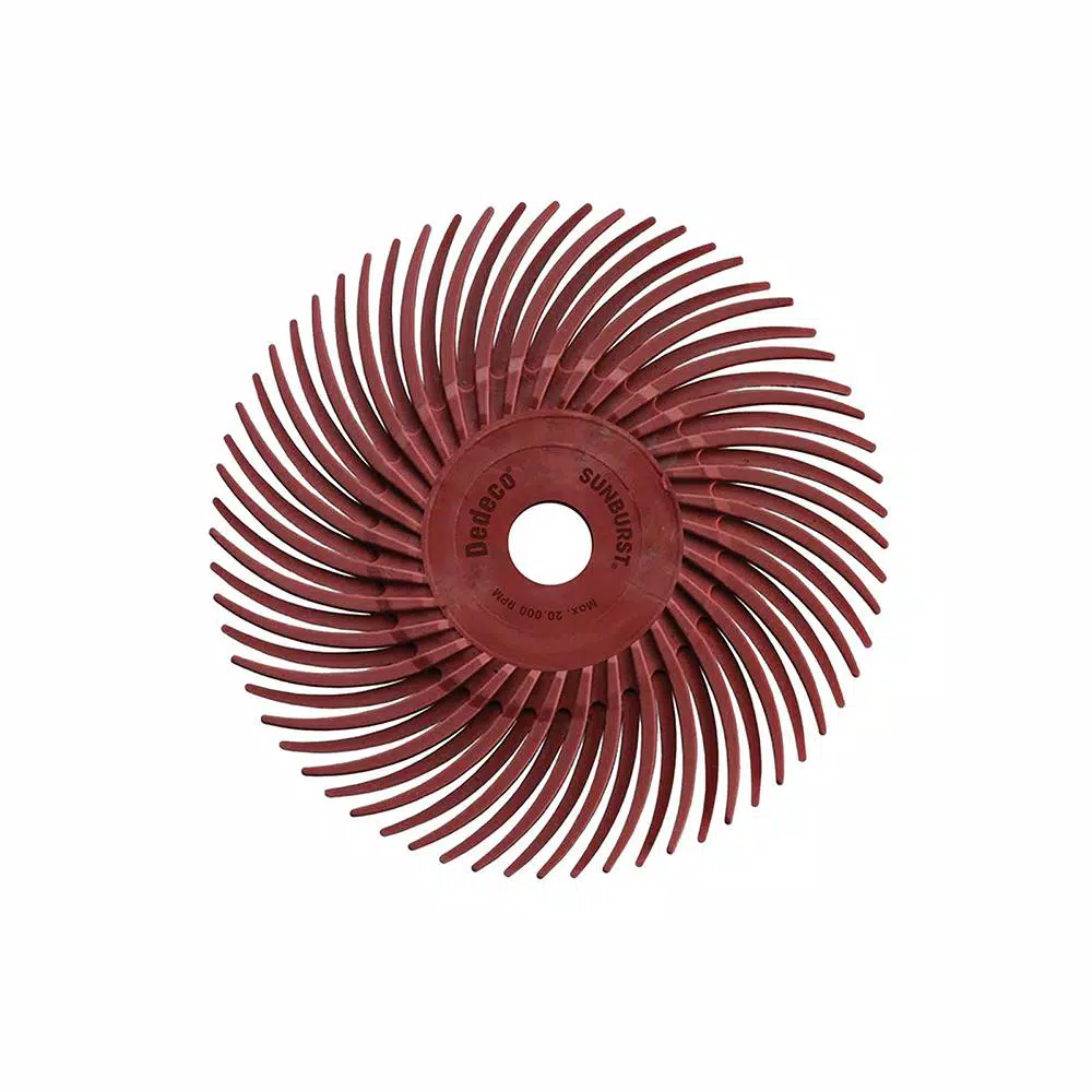 Dedeco Sunburst 3 in. Radial Discs 3/8 in. 220-Grit Arbor Standard Thermoplastic Cleaning and Polishing Tool (12-Pack) and#8211; XDC Depot - Mycitystee