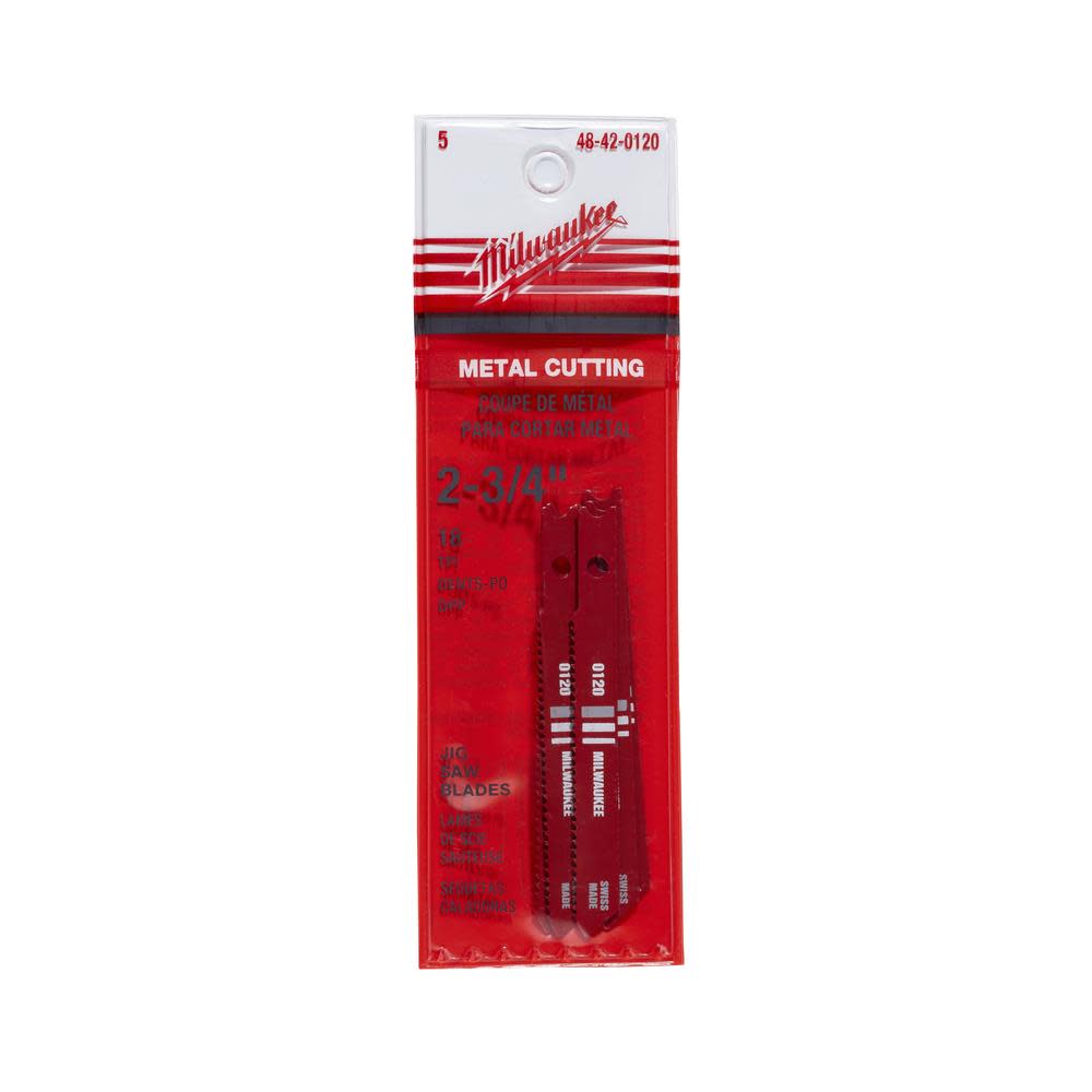 Milwaukee 2-3/4 in. 18 TPI High Speed Steel Jig Saw Blade 5PK 48-42-0120 from Milwaukee - Mycitystee