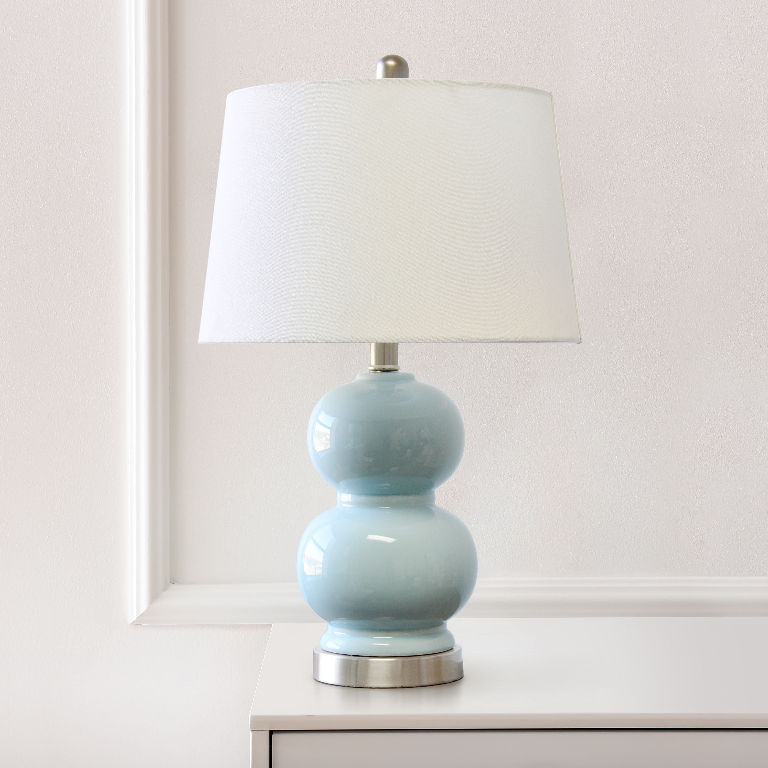 Lalia Home Dual Orb Table Lamp with Fabric Shade， Light Blue - Mycitystee