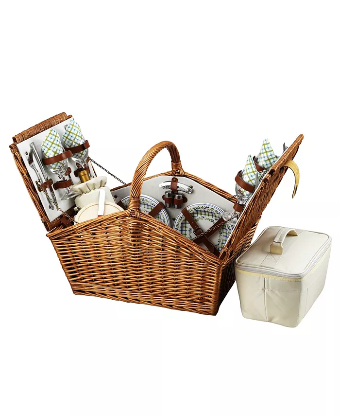 Picnic At Ascot Huntsman English-Style Willow Picnic Basket with Service for 4 - Mycitystee
