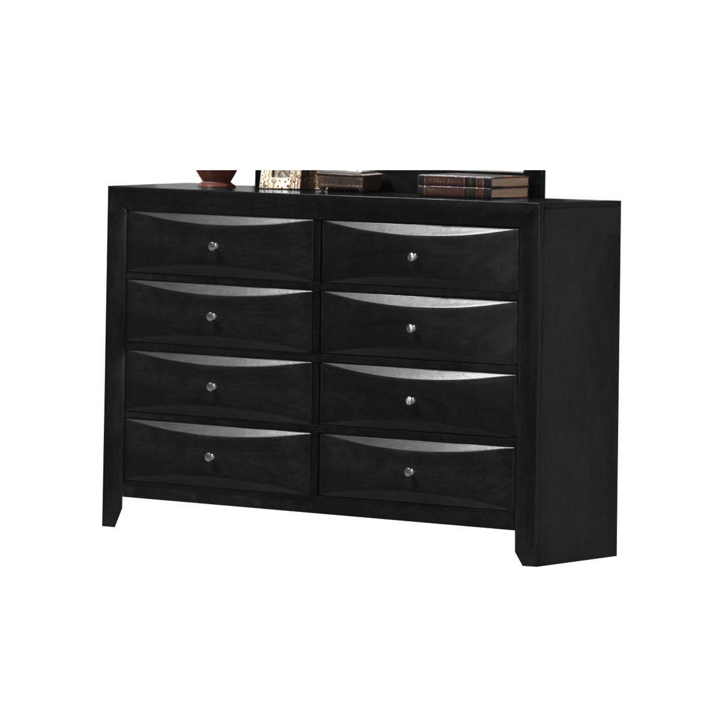 Wooden Dresser With Eight Spacious Drawers， Glossy Black - - 23044749 - Mycitystee