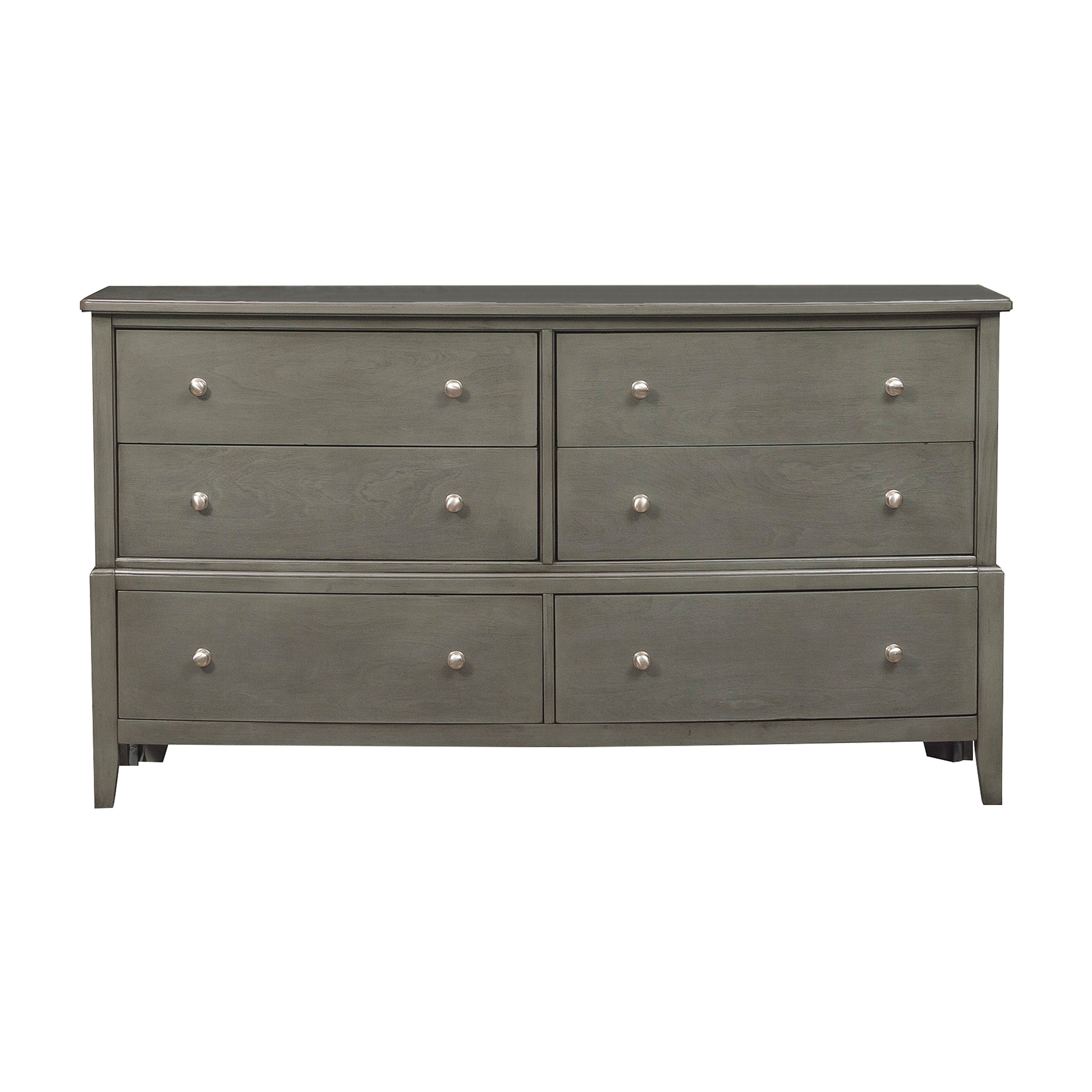 Wooden Dresser with Natural Grain Texture Finish and 6 Drawers， Gray - - 31451077 - Mycitystee