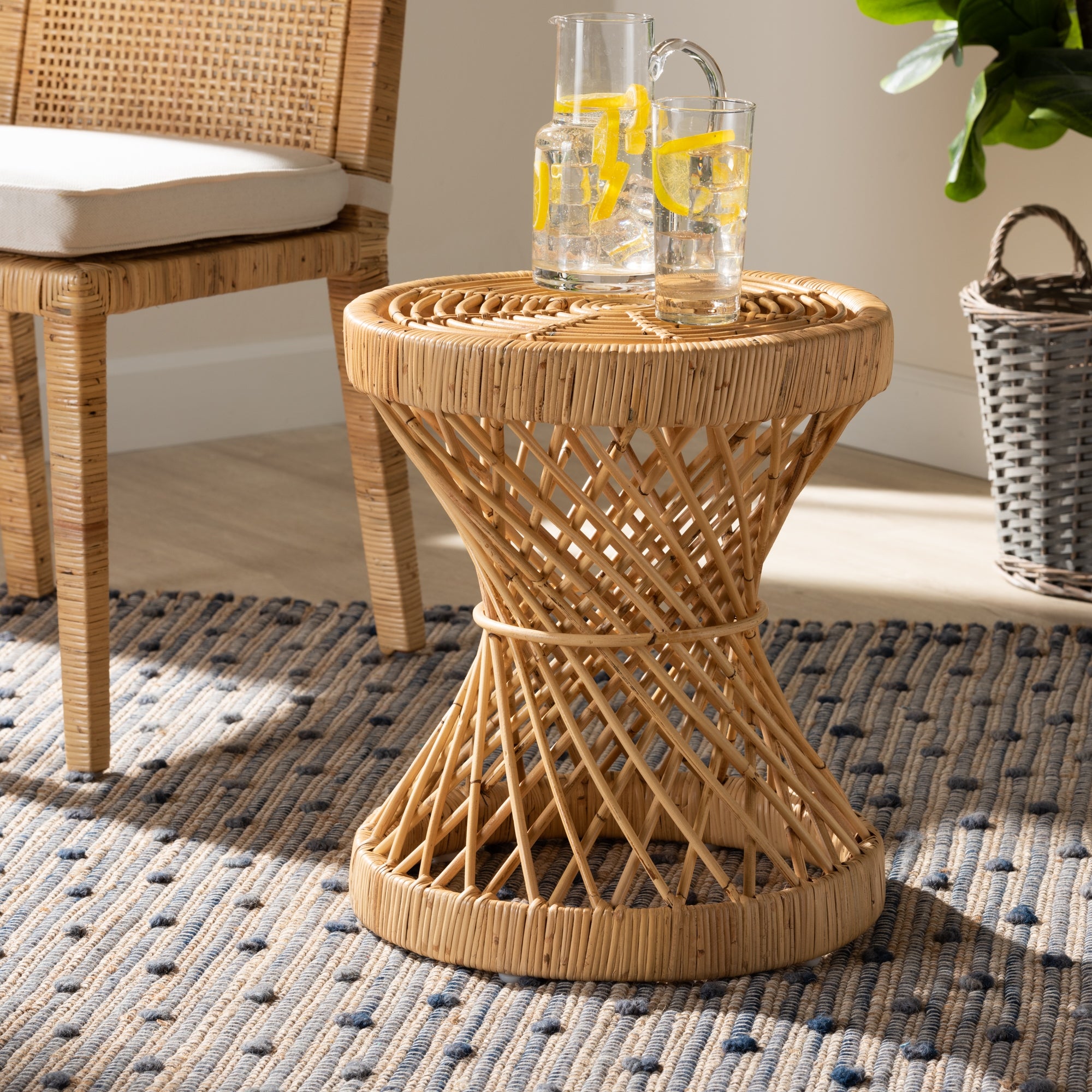 Seville Modern and Contemporary Natural Finished Rattan End Table - Mycitystee