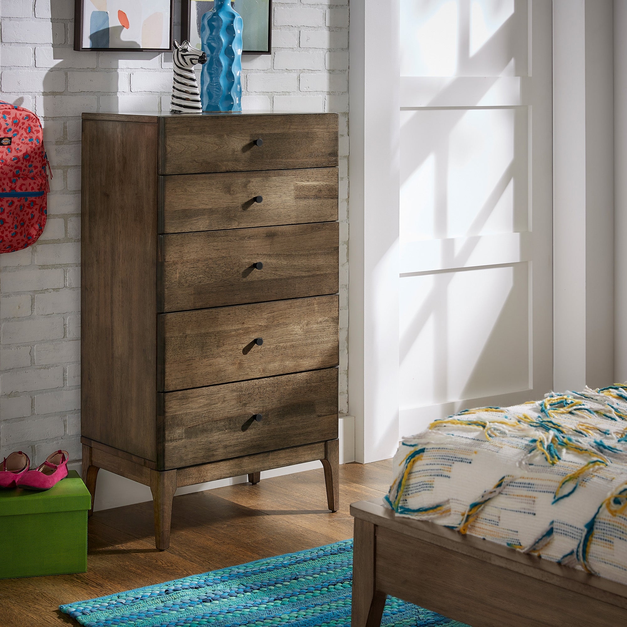 Ozan Walnut Finish 5-drawer Chest by iNSPIRE Q Modern - - 30526538 - Mycitystee