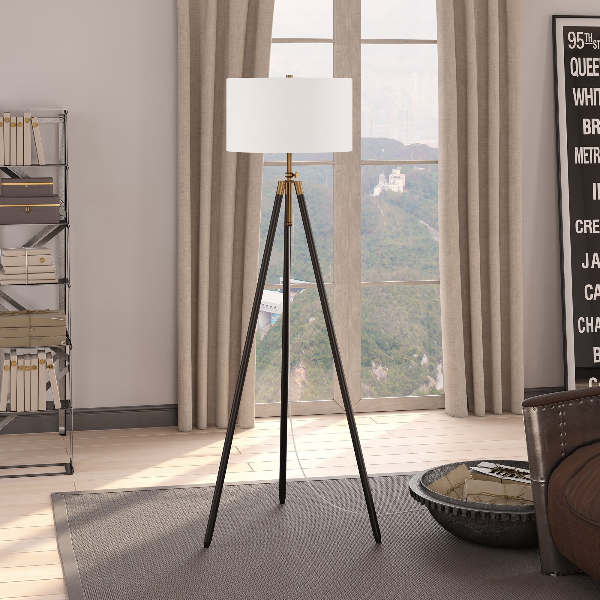 Kahn Two-Tone Tripod Floor Lamp - Mycitystee