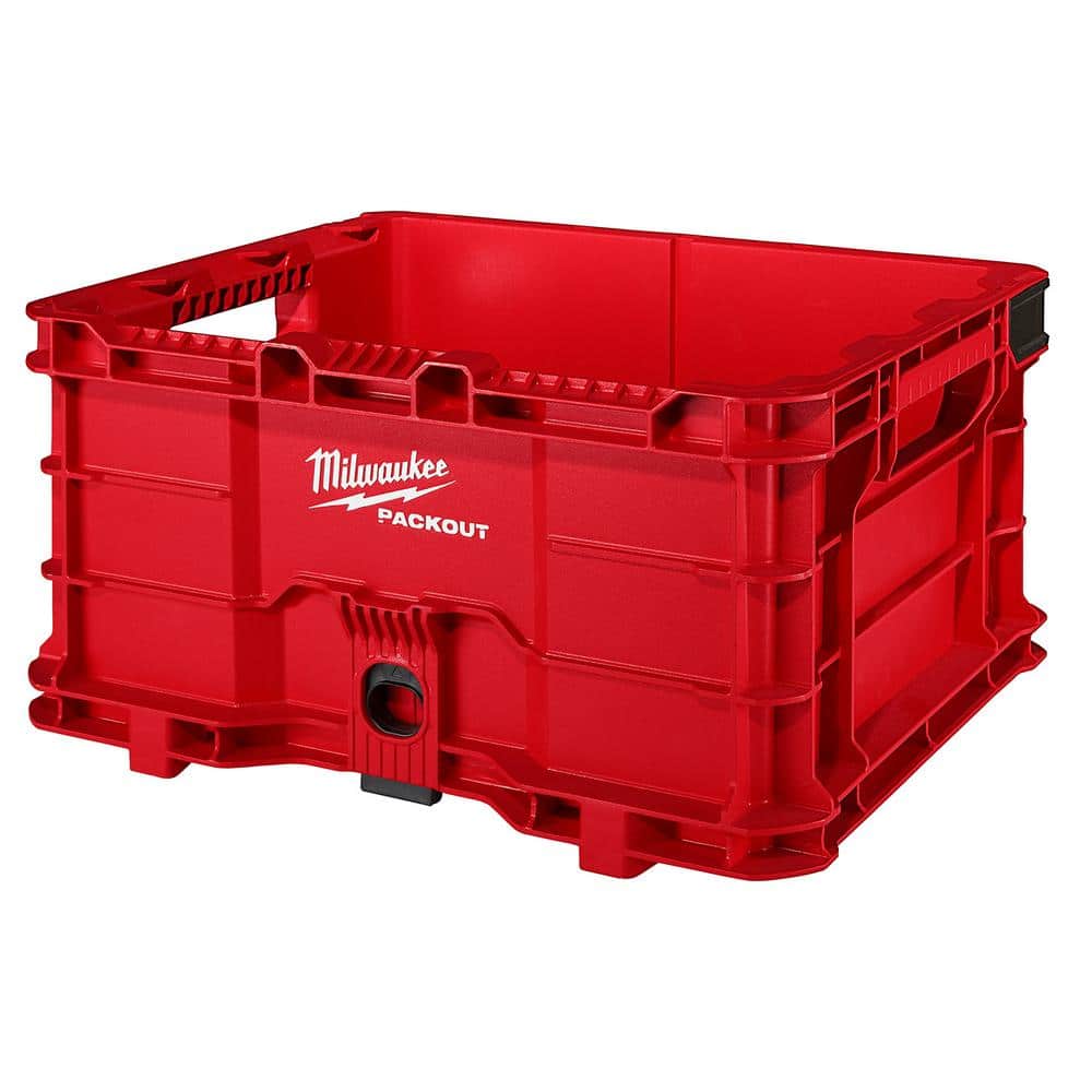Milwaukee PACKOUT 18.6 in. Tool Storage Crate Bin with Carrying Handles and 50 lbs. Weight Capacity 48-22-8440 - Mycitystee