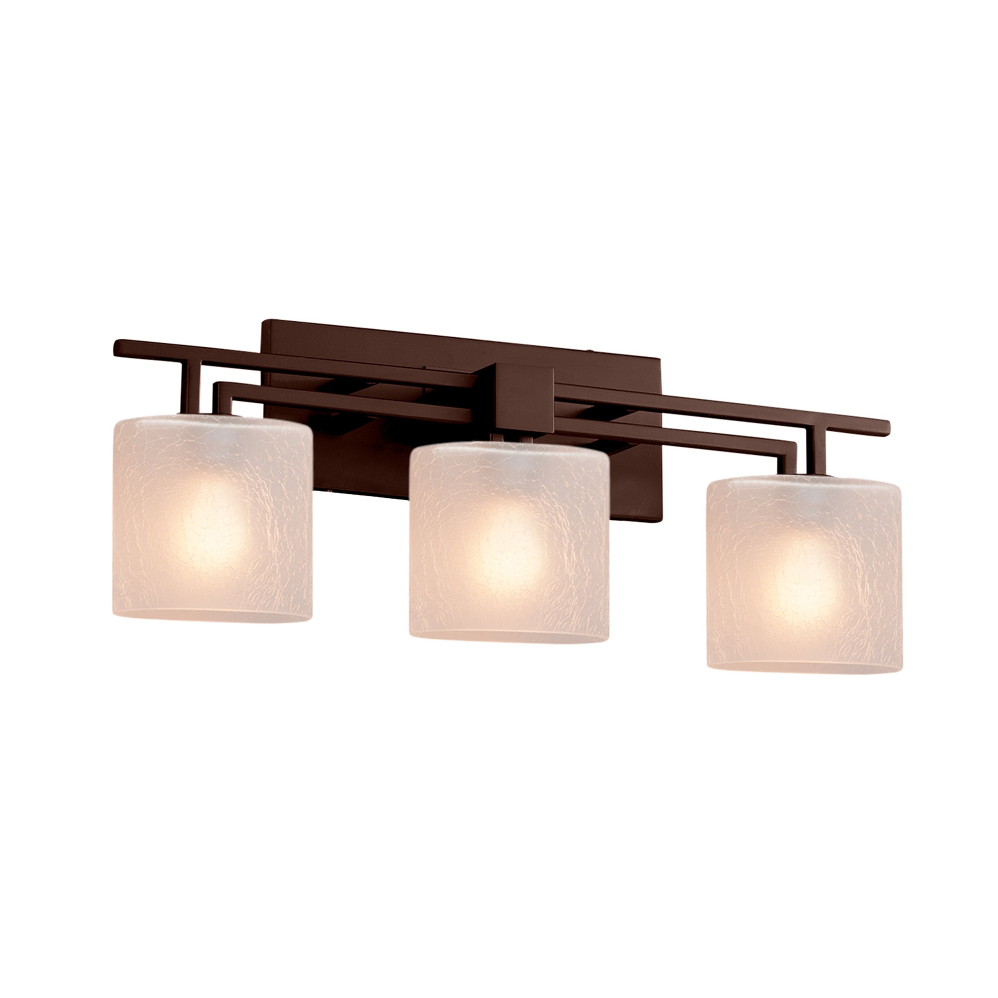 Justice Design Fusion Aero 3-light Dark Bronze Bath Bar， Frosted Crackle Oval Shade - Mycitystee